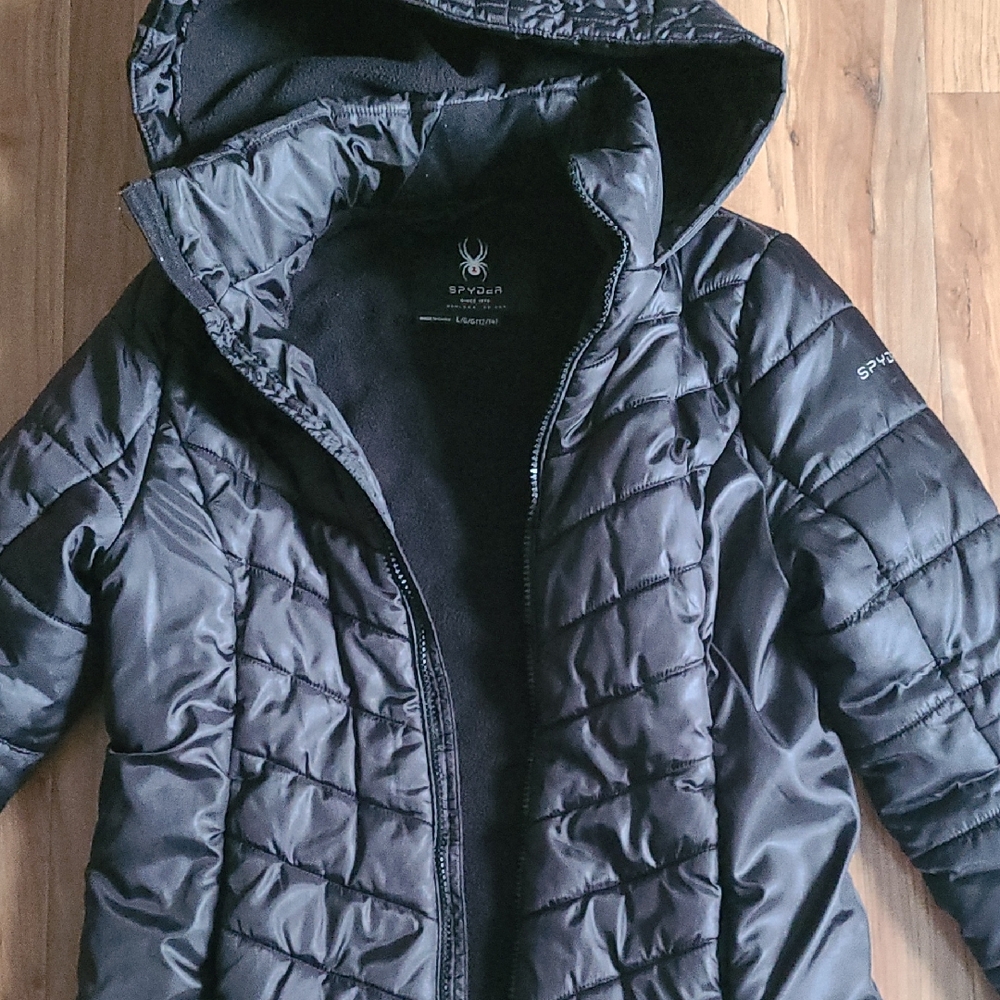 Spyder Black Quilted Hooded Puffer Jacket
